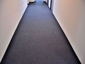 blauer Teppichboden gereinigt.