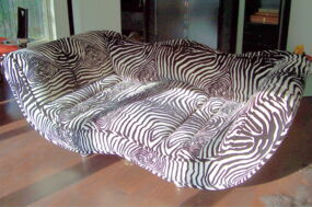 Breetz Laola, ein Klassiker unter den Designer Polstern. Hier im Zebra look, strahlend sauber nach unserer Polsterreingung. Aucvh diese Reinigung wurde beim Kunden vor Ort erbracht.